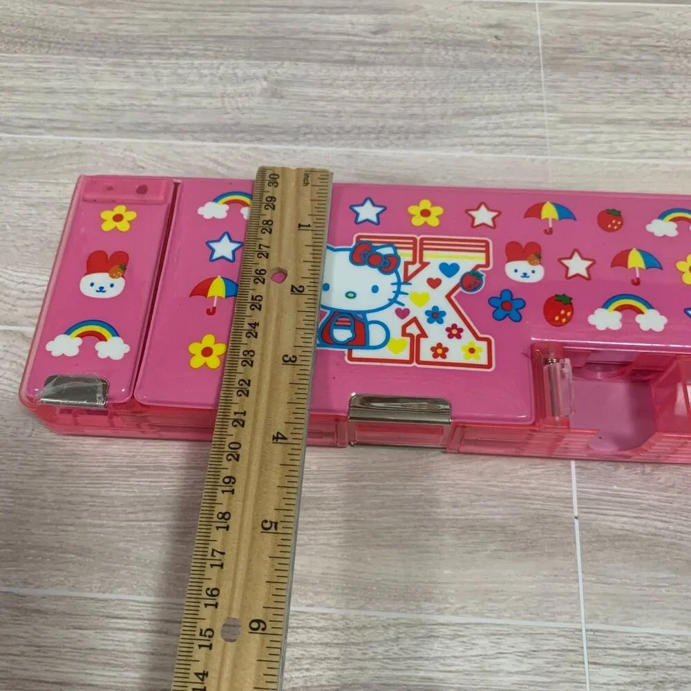 Vintage 2002 Sanrio Japan Hello Kitty And Mimmy Vinyl Magnetic Pencil Case